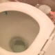 A girls sits on a toilet and has audible, gurgling diarrhea, although no product can be seen. Exactly 7 minutes.
